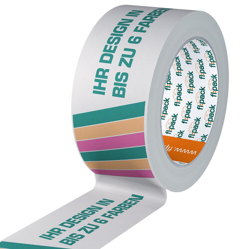 Recycling Klebeband Papier 50mm x 50m Hotmelt Weiss 3 farbig bedruckt nachhaltig